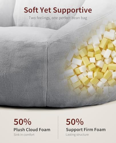 Image of Relefree Cafy Bean Bag Chair for Adults,Oversized Reading Chair with Armrests,Memory Foam Filling Comfy Chair,Giant Cozy Adult Bean Bag Chair,Large Lazy Living Room Chair for Bedroom,Reading Nook