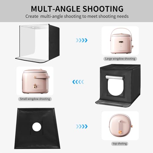 Pro 24"x24" Photo Studio Light Box 3-Side Light Panel/3-Temp/Dimmable 10%-100%/CRI95+ with 5 PVC Backdrops Portable Softbox for Jewelry, 336 True-Color LEDs Product Photography