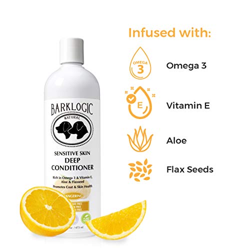 Barklogic Sensitive Skin Deep Conditioner, Tangerine, 16 Fl Oz - Grooming Essentials For A Healthy Coat - No Parabens, No Phthalates, No Sulfates, No Dea & Peg, Hypoallergenic, Vegan #TOP3