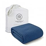 Threadmill Luxury Cotton Blankets for Queen Size Bed | All-Season 100% Cotton Queen Size Blanket | Aster Cozy Lightweight, Soft Breathable Coverlet fits Full Size Bed, 90x92 | Folkstone Blue