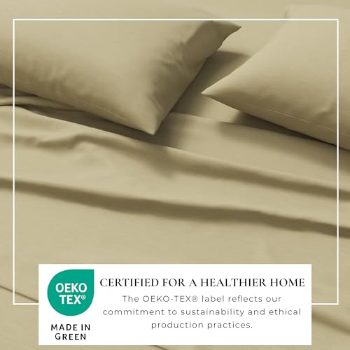 Image of Great Bay Home Cotton Jersey Knit King Sheet Set - Ultra-Soft, Stretchy, Heathered Melange Bed Sheets - Cozy, Soft T-Shirt Sheet & Pillowcase Set (Heathered Eucalyptus)