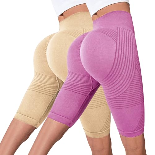 Legging short anti-cellulite rose en taille S sculptant pour femme (lot de 2)
