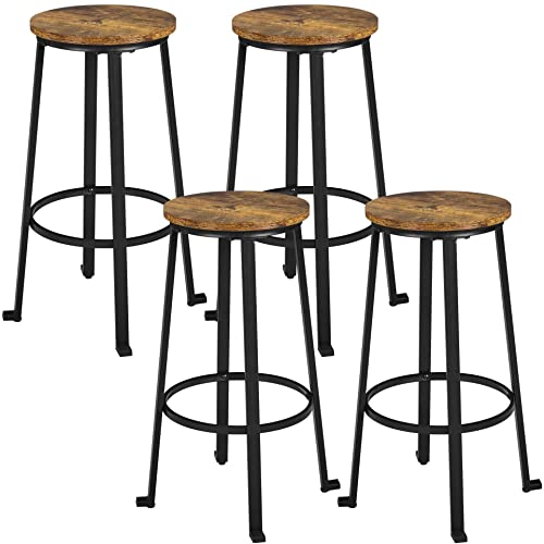 Urhanherry 4er Set Barhocker Mit Lehne - 360° Drehbar Mid-Century Design Karamellbraun