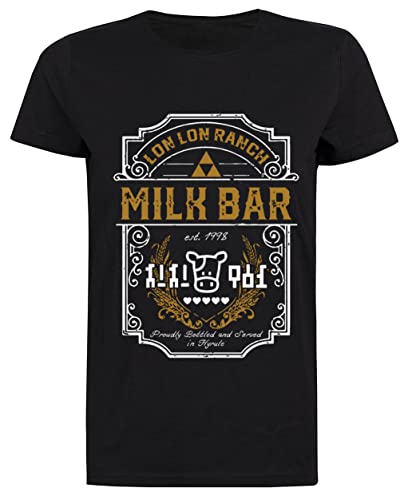 Naturale - 100% Cotone Suzetee Lon Lon Ranch Milk Bar T-Shirt da Donna Nera A Maniche Corte