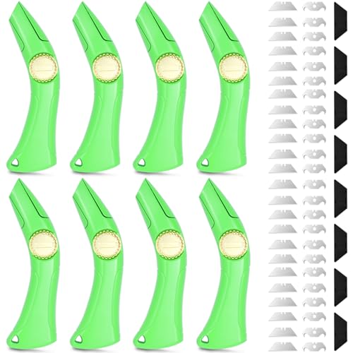 Image of 8 Sets of Heavy-Duty Roofing Shark Knives - Each Set Includes 6 Fixed Blades & 1 Blade Box - Ideal for Cutting Drywall, Duct, Carpet, and Cardboard (8)