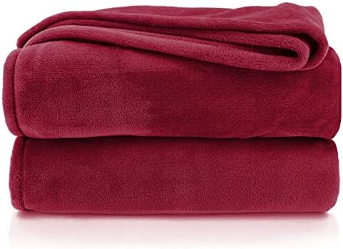 heimtexland ® Koc flanelowy klasy premium XXL, bardzo miękki, koc na sofę, narzuta na łóżko, Ökotex typ 380, czerwony, 240 x 220 cm