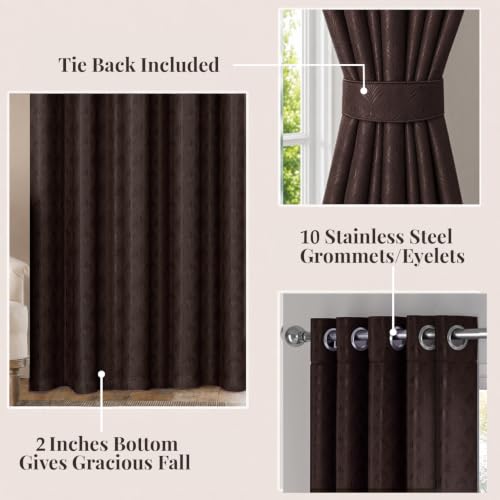 Image of HOKIPO Palmea True Blackout Curtains 7 Feet Long 1 Panel, Coffee