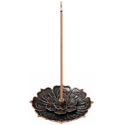 Image of Admygo Small Lotus Incense Holder, Chinese 8-Hole Incense Stick Holder, Retro Bronze Alloy Incense Burner for Home Tea Room Buddha Hall, 5.6×0.85cm Incense Holders