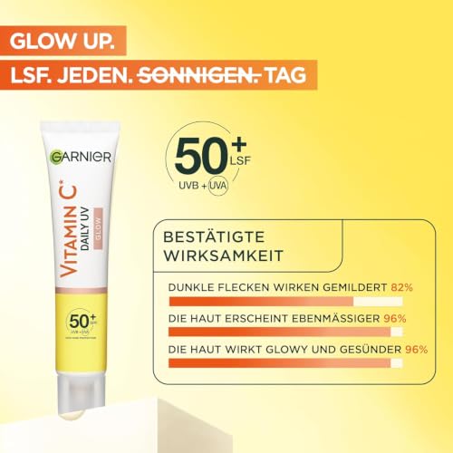 Garnier Vitamin C Tägliches Sonnenfluid, LSF 50+, Schützt und korriegiert Schäden durch die Sonne, Gleicht den Hautton aus… – Ansicht 3