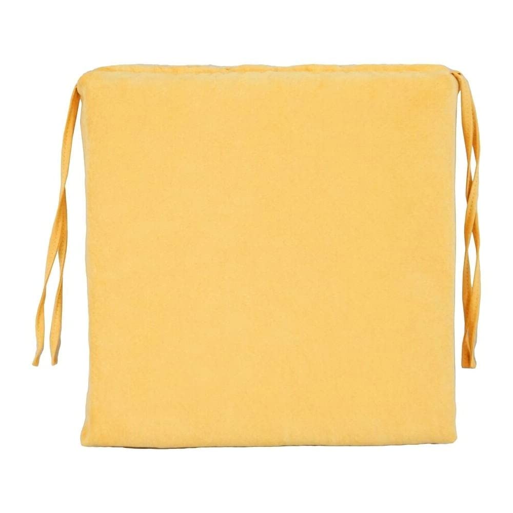 Yellow Color Highly Comfortable Square Patio Chair Cushions Set of 4 in Box-Edged, Zipper-Closed Design | 16 in. D X 16 in. W X 3 in. H Size | Ties Included, Durable Reversible and Removable Cover