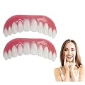 OBTANIM 2 Pack Silicone Flexible Fake Teeth Cover Whitening Upper False Tooth Dental Comfort Veneers Dentures Dentadura Cosmetic for Adult Men Women