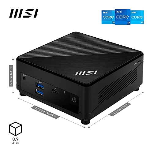 Image of MSI Cubi 5 12M Mini PC - Intel Core i3-1215U CPU, 8GB DDR4 3200Hz Memory, 256GB M.2 SSD Storage, 4X USB 3.2 Gen 2 Type-A, Thunderbolt 4, HDMI 2.0b & DP 1.4, Bluetooth 5.3 - Black, Windows 11 Pro