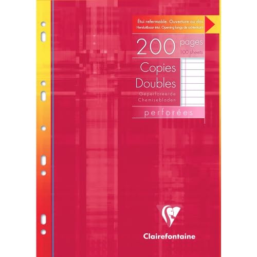 Lot de 5 Copies doubles Metric A4, étui de 200p./100 feuilles perforées 90 g/m², coloris blanc, ligné 8mm + marge