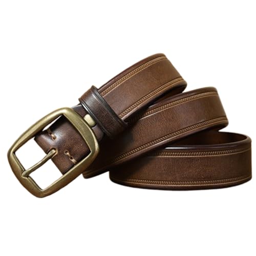 Ceinture cuir véritable large unisexe ceinture de travail robuste sangle vintage boucle laiton massif