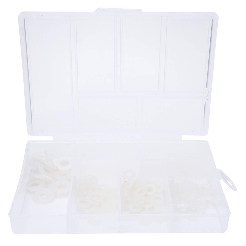 250 Pcs White Nylon Gasket Kit,M2 M2.5 M3 M,4 M5 M6 Nylon Washer with Storage Box for Communication Electroplatin Office Equipment Electronics Industries-image-48