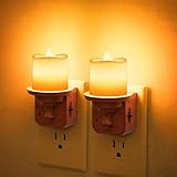 JandCase Flameless Candle Night Light, 2 Pack Night Lights Plug into Wall, 2000K Amber, 0-100LM Dimmable Nightlight, Dusk to Dawn Sensor Light for Dinning Room, Living Room, Bathroom, Hallway