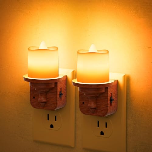 JandCase Flameless Candle Night Light, 2 Pack Night Lights Plug into Wall