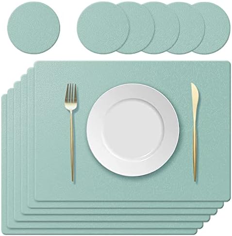 KERYCHIN Washable Silicone Placemat and Coaster, Heat Resistant 220 °C, Non-Slip and Waterproof, Easy to Clean for Dining Room, Kitchen, Hotel, 40 x 30 cm, 8 Pieces, Light Grey