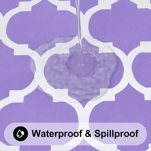 Image of Smiry Round Table Cloth, Flannel Backed Vinyl Tablecloth, 60 inch Round | Waterproof Plastic Tablecloths, Wipeable Table Cover for Dining, Indoor and Outdoor (Lavender)