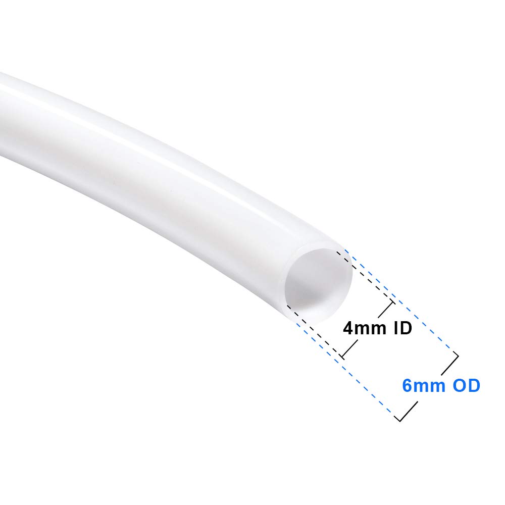 Feelers Tubo de teflón PTFE, tubo de teflón de 4 mm de diámetro interior x 6 mm de diámetro exterior para filamento de 3 mm para impresora 3D Bowden, 3 metros
