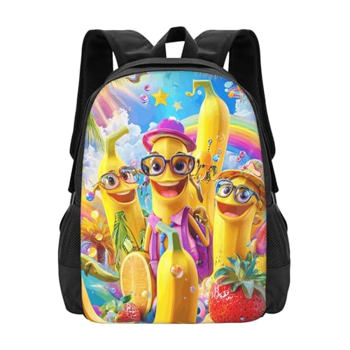 Cute Cartoon Banana Backpacks Fashion Casual Backpack with Fun Graphic Cartoon Print 16.5