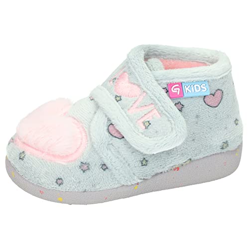Chaussures maison fille avec coeurs gris et rose taille 30 pour l'hiver