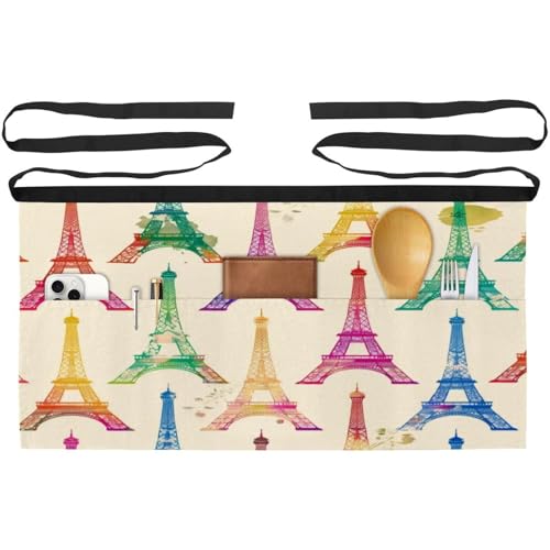 Tablier court de chef multicolore avec poches pour le travail en restaurant