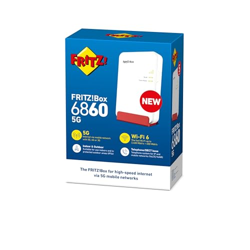 FRITZ!Box 6860 5G Edition International – 5G/LTE-router, Wi-Fi 6 tot 3.000 Mbit/s, Power over Ethernet (PoE+), stof- en spatwaterdicht, gratis updates, 5 jaar garantie, Mesh Wi-Fi-functionaliteit - Afbeelding 5