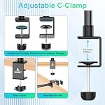 Ailight Camera Desk Mount Webcam Stand, 10.8"-31.1" Adjustable Table Light Stand with 1/4" Screw & C Clamp Overhead Webcam Mount for Logitech Obsbot Insta Anker and Others | 1/4" Screw, C-Clamp Base, Overhead Tripod, Compatible with DSLR Logitech Obs