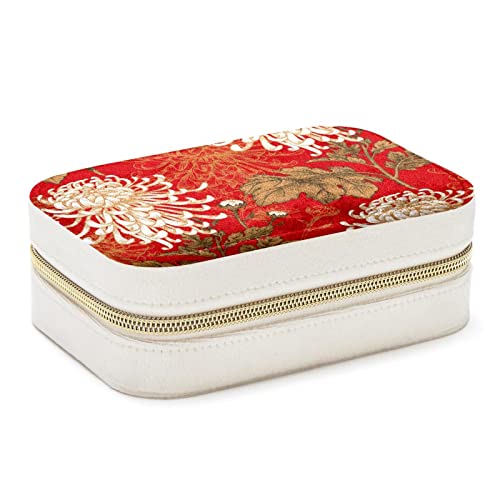 Boîte à bijoux de voyage fleur de chrysanthème pour bagues et colliers - 2