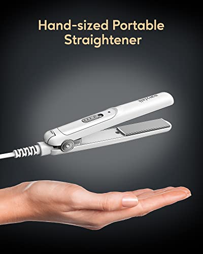Wavytalk 0.7 Inch Ceramic Mini Hair Straightener - Small Flat Irons for Short Hair, Curls Bangs, Travel Friendly (White)