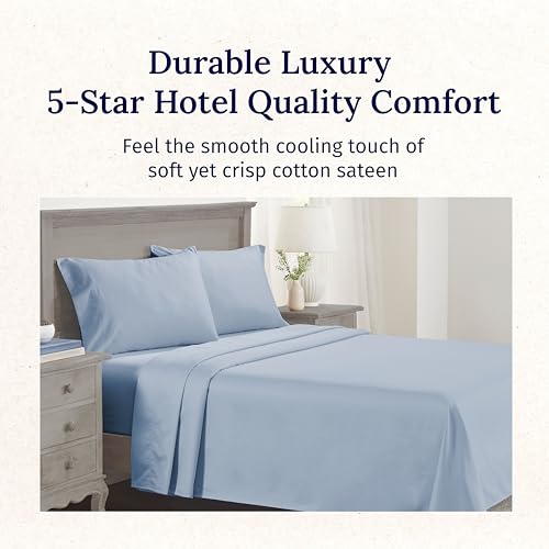 California Design Den California King Sheet Set - 100% Cotton, 600 Thread Count Deep Pocket Cal King Sheet Set, Luxury Hotel-Quality Sheets with Soft Sateen Weave - Blue