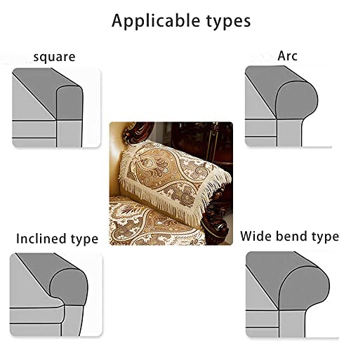 LUFEIJIASHI Luxury Couch Arm Covers,Washable Armrest Covers for Sofa,Anti Slip Recliner Chair Arm Covers Protectors for Leather Sofa Arm Cover Set of 2 (FLKF-Beige)