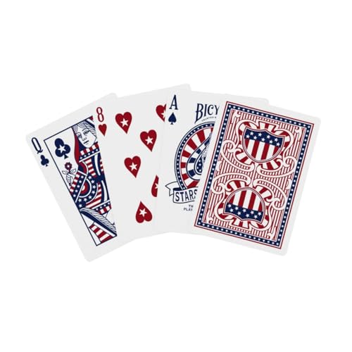 Image of Bicycle Stars and Stripes Playing Card American Flag Design 1 Deck | Custom card back based on American flag, Stars on every pip, Air Cushion Finish, Made in USA, Patriotic design