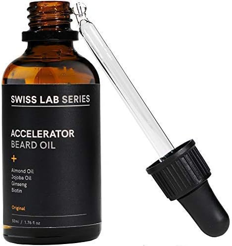 Want a Thicker Softer Beard? Beard Oil for Men from Swiss Lab Series - Beard Moisturiser Oil with Biotin, for Stronger, Fuller Healthier Beard Growth 50 milliliters Packaging May Vary