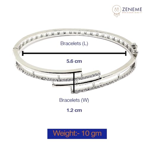 Rhodium-Plated American Diamond Studded Kada Bracelet (Design1)