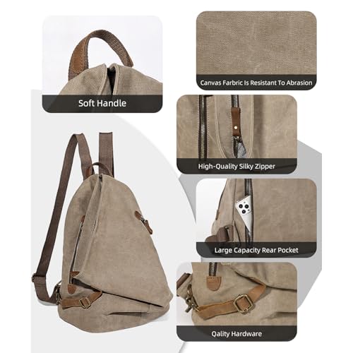Image of KL928 Canvas Vintage Backpack - Large Casual Daypack Outdoor Travel Rucksack Hiking Backpacks for Men Women
