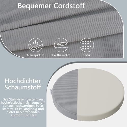Cojines de asiento de 35x35 cm gris claro juego de 2 para aliviar la rigidez de sillas duras 6