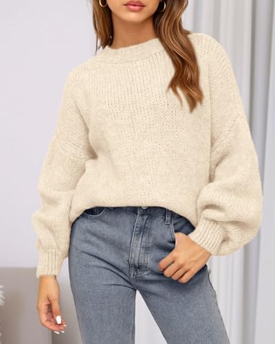 BTFBM Sweaters for Women Fall 2025 Crew Neck Lantern Long Sleeve Casual Oversized Pullover Knit Winter Tops2