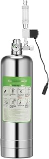 Qican Kit de sistema de gerador de CO2 para aquário 5L Sistema de gerador de cilindro de aço inoxidável de CO2 com válvula solenóide Difusor de bolhas Kit de reator de dióxido de carbono para aq