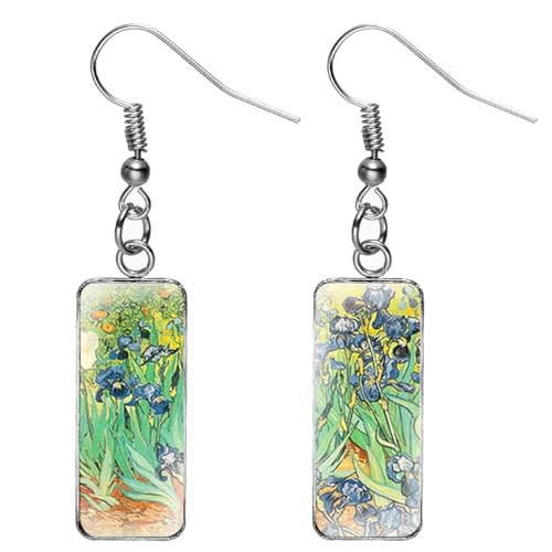 Van Gogh Pintura al Óleo Iris Pendientes de Famosas Marcas de Bisutería Artistas Famosos Colección de Pendientes Regalos Artesanales