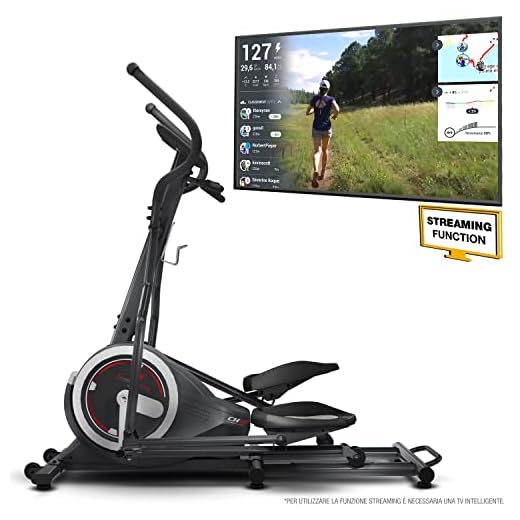 Sportstech Cyclette ellittica CX640 Compatibile con l'app Kinomap, Massa del volano 24 kg + Street View + 26 programmi di Allenamento Inclusa la Funzione HRC. Macchinario per Allenarsi a casa