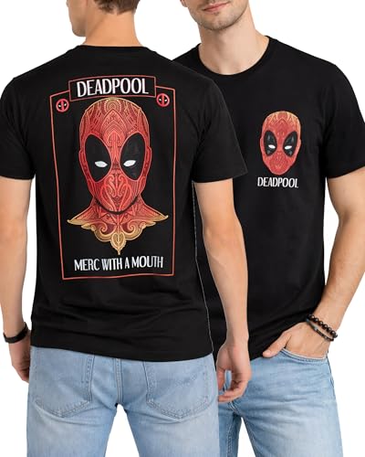 Marvel Mens Graphic T-Shirts Shortsleeve Crewneck Graphic Tees for Men Size Medium Deadpool Red/Black