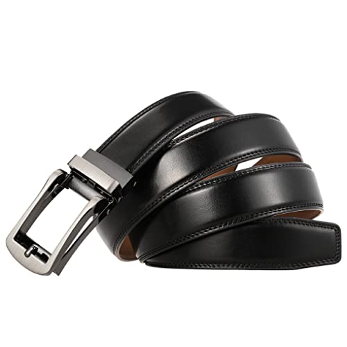 SUDNJIALQ Cinto de Couro Masculino Formal Casual Catraca Acessório de Moda Metal Automático Fivela D
