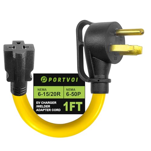 Image of Portvoi 50 Amp NEMA 6-50P to 6-20/15R & 5-20/15R Adapter Cord, 1FT