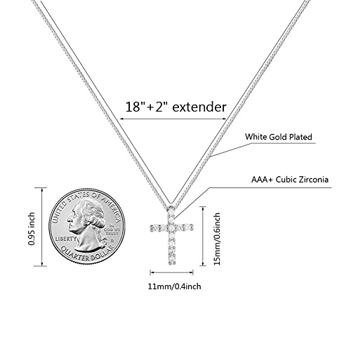 Small Cross Necklaces for Women Simulated Diamond Cross Pendant Dainty Necklace Cubic Zirconia Cross Necklace Silver3