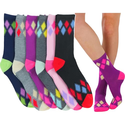 Image of ToBeInStyle Women's Pack of 6 or 12 Fashion Printed Crew Socks