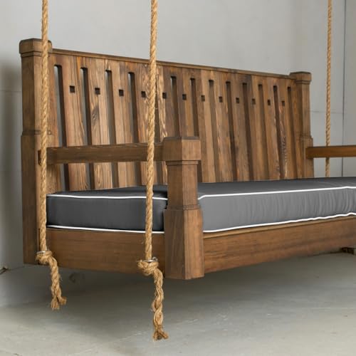 Image of Twin Size Porch Swing Day Bed Cushion Set Include Mattress with Cover,Patio Hanging Daybed Indoor Cushions Set (Dark Gray, 75 * 39 * 6in)