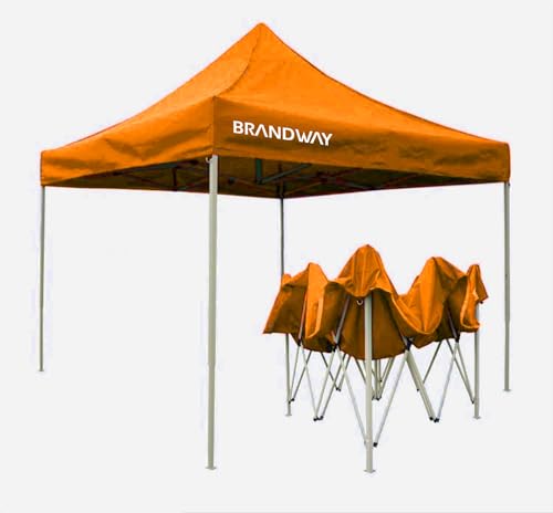 Image of Gazebo Tent Portable Popup Foldable Canopy 6.5x6.5 Ft Shelter for Event, Advertisement, Promotion, Exhibition Stall, Waterproof Outdoor Gazebo Tent, Heavy Duty Frame (Orange, 2x2 Meter)