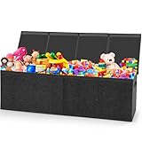 Patelai Extra Large Toy Box Chest with Lids 4/3 Grids Large Chest Collapsible Kids Toy Storage Baskets Gifts for Boys Girls Living Room Nursery Playroom(49.2 x 13 x 15.7'',Black)